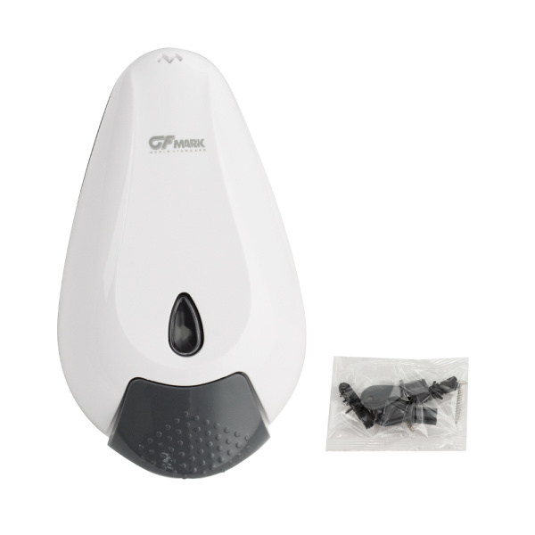 Дозатор жидкого МЫЛА, универсальный, пластиковый, БЕЛЫЙ, с глазком - капля, 400 мл