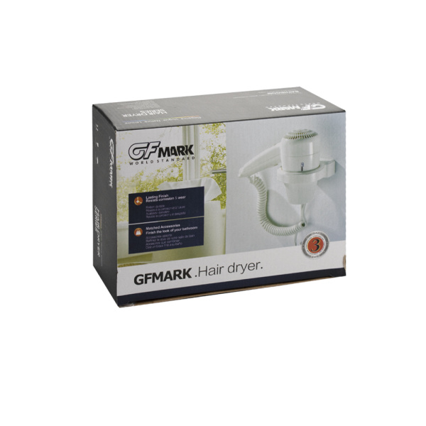 Фен для волос в ванную комнату 1300 Вт., с кольцевым креплением - GFmark