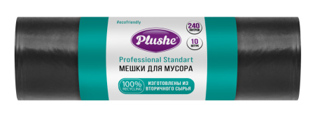  Мешки для мусора 240 л. ПВД (100х125), Плюше профессионал / Plushe Professional, черные от Plushe