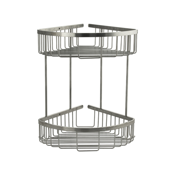 GFmark - Полочка 22 см двойная, угловая, овальная, решётка, АНТИВАНДАЛЬНАЯ, из нержавеющей стали мар