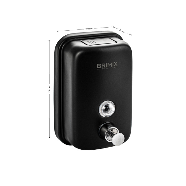 Дозатор для жидкого мыла 500 мл, настенный, с глазком, из нержавеющей стали марки 304, цвет ЧЁРНЫЙ.