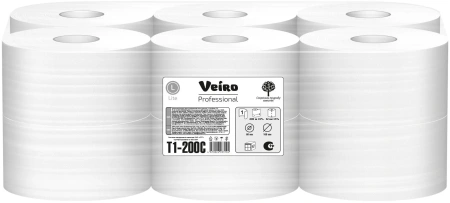  Бумага туалетная 1 сл. 200 м. / ВИК LITE / JUMBO Comfort, серая, восст. целлюлоза, от Веиро / Veiro