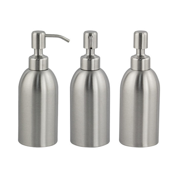 Дозатор для жидкого мыла настольный, 330 мл, конусообразный корпус, из нержавеющей стали SUS 304, цв