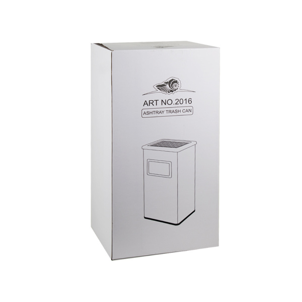 Урна с пепельницей прямоугольная, из нержавеющей стали SUS 410, Ш-30см, В-61см, Г-24см, 40л, с пласт