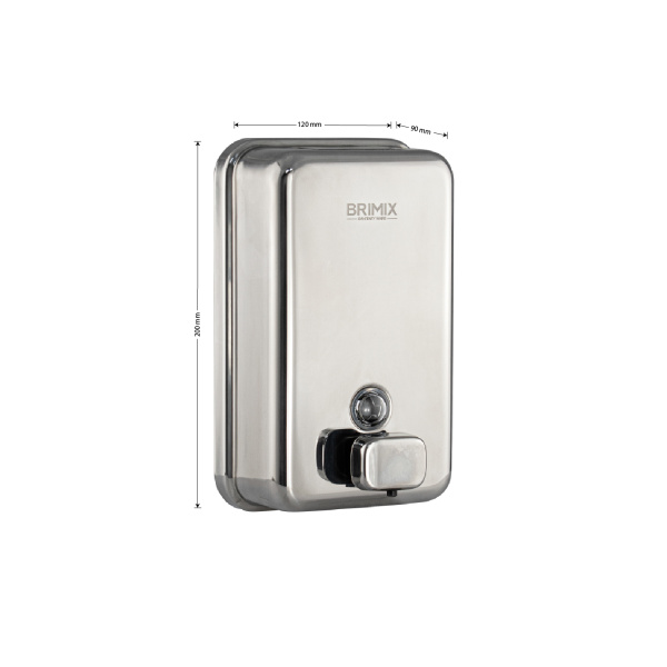 Дозатор для жидкого мыла 1000 мл, настенный, прямоугольный корпус с глазком, из нержавеющей стали 