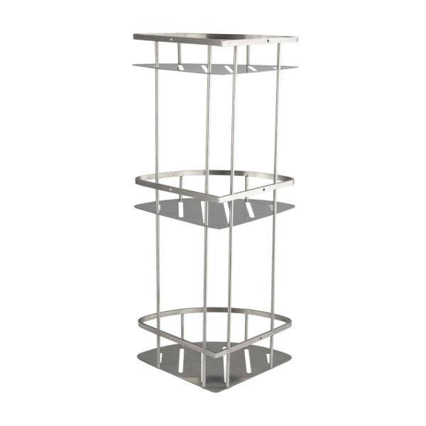 GFmark - Полочка 22 см тройная, угловая овальная, литая, матовая, АНТИВАНДАЛЬНАЯ, из нержавеющей ста