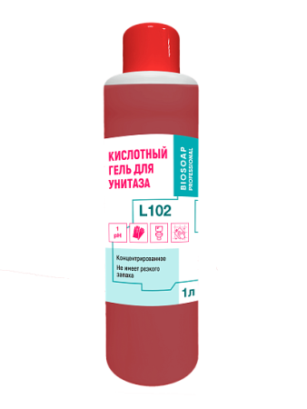  Кислотный концентрированный гель для унитазов от известкового камня, ржавчины, минеральных отложений и мочевого камня (флакон) 1 л. - L102 BIOSOP от АиС / AISCHEAM