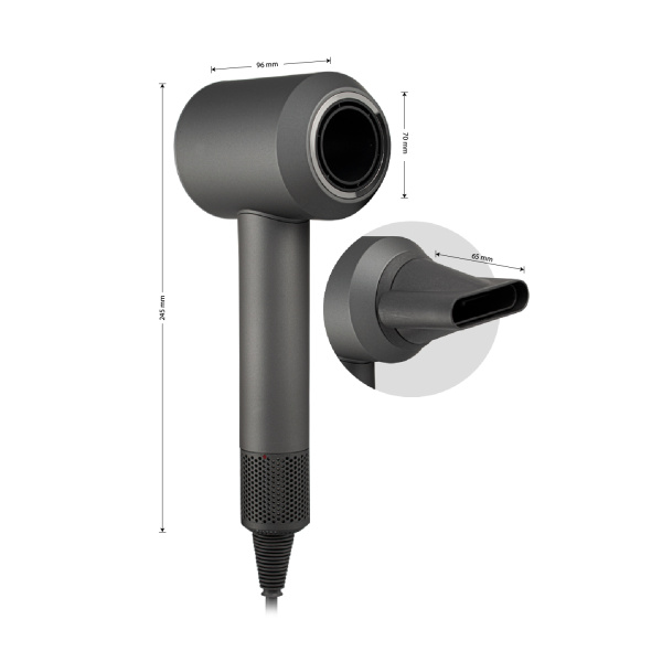 Фен для волос 1600 Вт. в ванную комнату настенный, цвет: Графит, кронштейн в комплекте - GFmark
